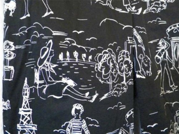 4/$25 Mechant High Rise Capri Pants Womens Size S 4-6 W27 Paris Dog Artsy Black - Picture 4 of 12